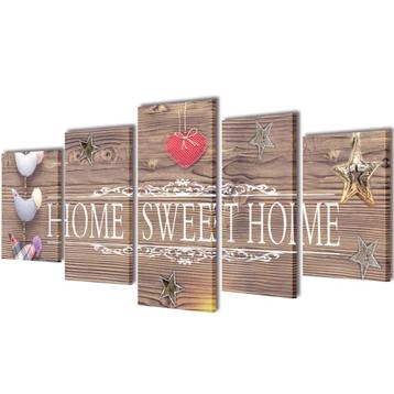 vidaXL Canvas muurdruk print set home sweet home 100 x 50 cm beschikbaar voor biedingen