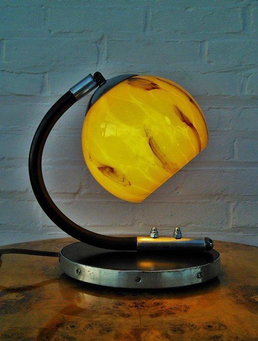 Lamp - Bauhaus - Met maanachtige marmerglazen lampenkap -, Antiek en Kunst, Kunst | Designobjecten