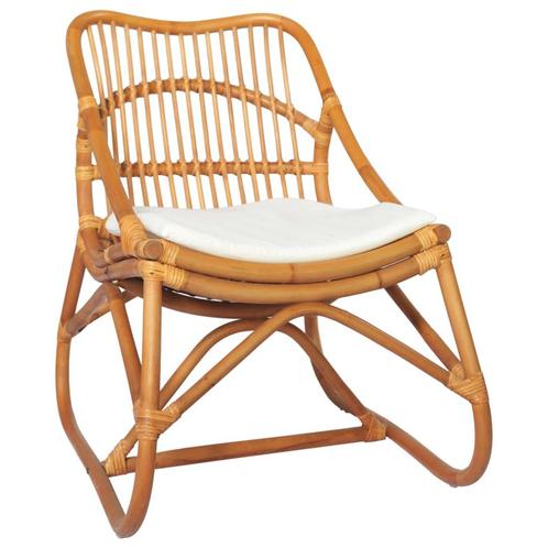 vidaXL Stoel rattan en linnen lichtbruin, Huis en Inrichting, Fauteuils, Nieuw, Verzenden