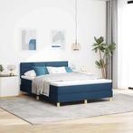 vidaXL Boxspring bed met matras met hoofdeinde Blauw 140 x, Huis en Inrichting, Verzenden, Nieuw