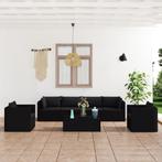 vidaXL 7-delige Loungeset met kussens poly rattan zwart, Jardin & Terrasse, Loungeset, Verzenden