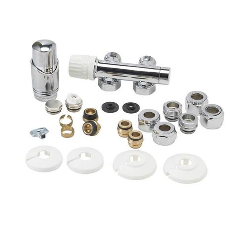 BWS Onderblok Radiatoraansluitset 16x2,0 +15 Knel Haaks, Doe-het-zelf en Bouw, Sanitair, Overige typen, Nieuw, Chroom, Ophalen of Verzenden