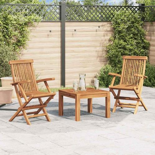 vidaXL Tuinstoelen inklapbaar 2 st massief teakhout, Tuin en Terras, Tuinstoelen, Nieuw, Verzenden