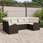 vidaXL 6-delige lounge set met kussens bruin poly rattan, Tuin en Terras, Verzenden, Nieuw