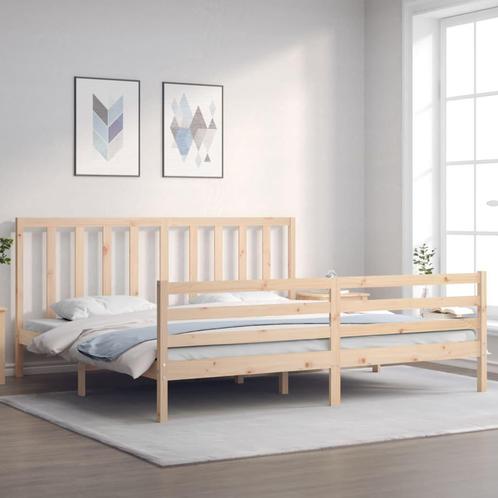 vidaXL Bedframe met hoofdbord massief hout 200x200 cm, Huis en Inrichting, Slaapkamer | Bedden, Nieuw, Verzenden