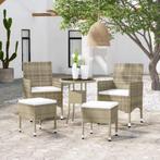 vidaXL 5-delige Loungeset poly rattan beige, Tuin en Terras, Tuinsets en Loungesets, Verzenden, Nieuw, Loungeset