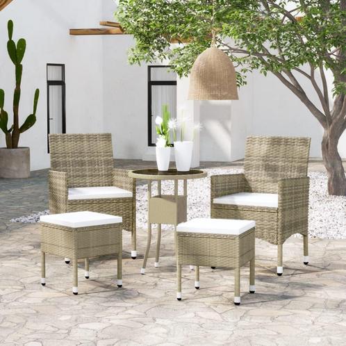 vidaXL 5-delige Loungeset poly rattan beige, Tuin en Terras, Tuinsets en Loungesets, Loungeset, Nieuw, Verzenden