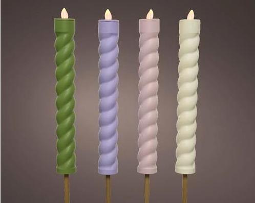 Set ledfakkels solar lumineo led kaars pastel swirl., Hobby en Vrije tijd, Knutselen, Nieuw