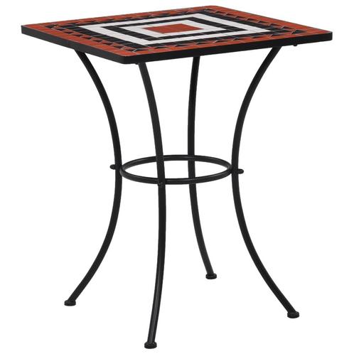 vidaXL Table de bistro mosaïque Terre cuite et blanc 60, Tuin en Terras, Tuinsets en Loungesets, Verzenden