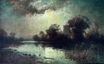 Henry Maurice Page (1845-1908) - A nocturnal river landscape, Antiek en Kunst, Kunst | Schilderijen | Klassiek