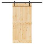 vidaXL Schuifdeur met beslag 100x210 cm massief grenenhout, Doe-het-zelf en Bouw, Deuren en Vliegenramen, Verzenden, Nieuw