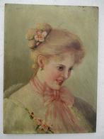 Ecole allemande fin XIX - Portrait de femme Art Nouveau, Antiek en Kunst