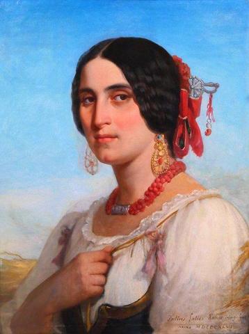 Jules Salles (1814-1900) - The beautiful Italian woman,