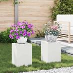 vidaXL Plantenstand 2 pcs Wit 24 x 24 x 35 cm Staal, Tuin en Terras, Verzenden, Nieuw