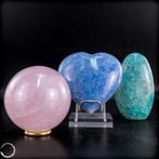 Edelsteen Hart-Set – rozenkwarts, blauwe calciet & amazoniet