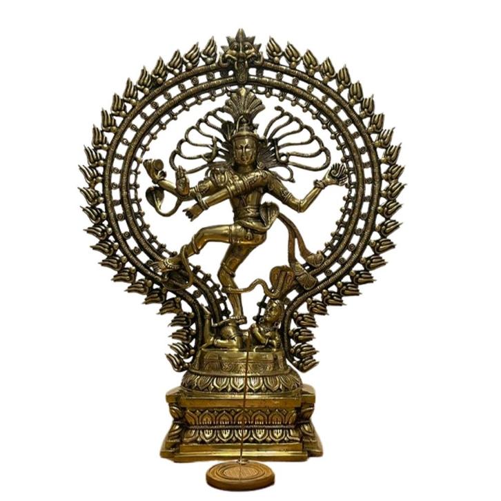 Beeld Shiva Nataraj XXL Dubbele Ring - Brons/Messing, Sports & Fitness, Produits de santé, Wellness & Bien-être, Enlèvement ou Envoi
