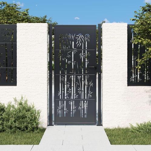 vidaXL Poort met bamboe-ontwerp 105x205 cm staal, Tuin en Terras, Tuinpoorten, Nieuw, Verzenden