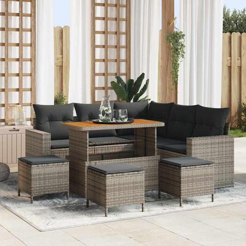 vidaXL Tuinbank Set met kussen met opslag 9 pcs Grijs 110 x, Tuin en Terras, Tuinsets en Loungesets, Nieuw, Verzenden