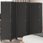 vidaXL Kamerscherm met 6 panelen massief paulowniahout zwart, Verzenden, Nieuw