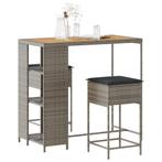 vidaXL 3-delige Tuinbarset met kussens poly rattan grijs, Tuin en Terras, Tuinsets en Loungesets, Verzenden, Nieuw