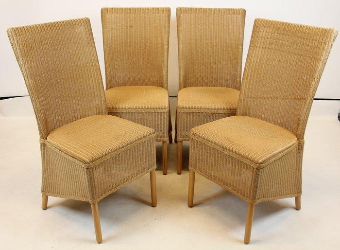 Lloyd Loom - Fauteuil - Hout, Gevlochten riet - Vier stoelen, Antiek en Kunst, Curiosa en Brocante