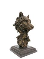 Sculpture, A wolf head - 37 cm - Bronze