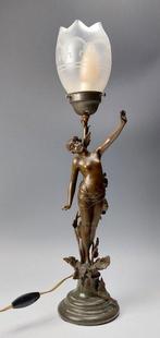 Franz Rosse (1858-1900) - Lampe - Bronze - Nymphe debout -, Antiek en Kunst