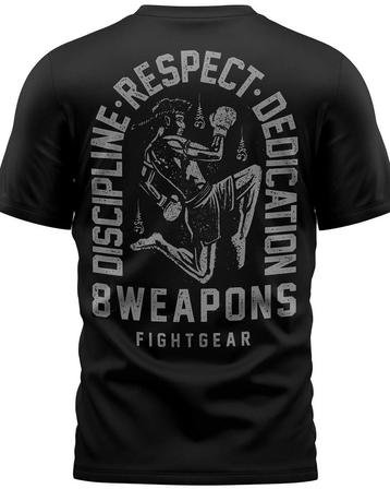 8 WEAPONS Muay Thai T-Shirt Tombstone Zwart Grijs