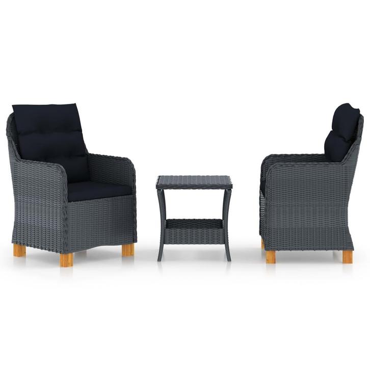 vidaXL 3-delige Loungeset met kussens poly rattan, Tuin en Terras, Tuinsets en Loungesets, Loungeset, Nieuw, Verzenden