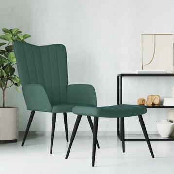 vidaXL Relaxstoel met voetenbank fluweel donkergroen, Huis en Inrichting, Fauteuils, Verzenden, Nieuw