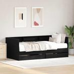 vidaXL Dagbed Frame met Laden Zwart eiken 75 x 190 cm, Verzenden, Nieuw