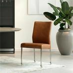 Leren eetkamerstoel Comfort met wieltjes - Granada Savannah, Bruin, Nieuw, Leer, Ophalen of Verzenden