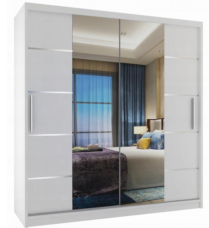 Kledingkast  wit 158 cm breed met spiegel en 2 lades Wit, Huis en Inrichting, Kasten | Kleerkasten, 50 tot 75 cm, Met lade(s)