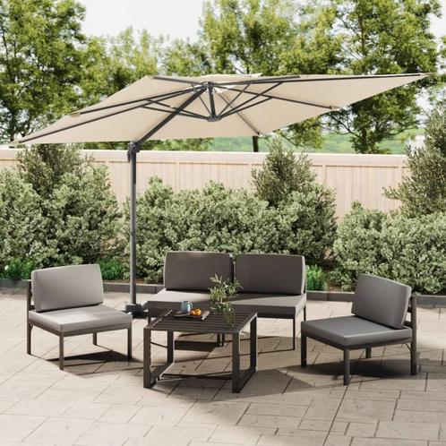 vidaXL Parasol cantilever Ã  double toit Blanc sable, Tuin en Terras, Parasols, Verzenden