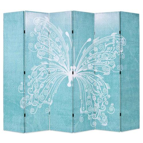 vidaXL Kamerscherm inklapbaar vlinder 228x170 cm blauw, Huis en Inrichting, Woonaccessoires | Overige, Nieuw, Verzenden