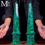 Couple précieux dobélisque - spécimen de malachite dextra, Antiquités & Art