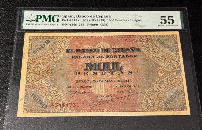 Spanje. - 1000 Pesetas - 1938 - Pick 115a, Postzegels en Munten, Bankbiljetten | Europa | Niet-Eurobiljetten