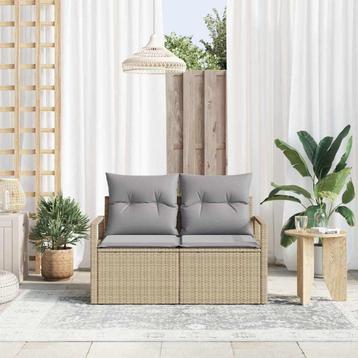 vidaXL Tuin Sofa met kussen Beige 120 x 62 x 69cm poly, Verzenden
