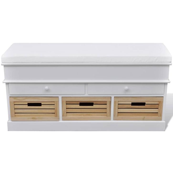 vidaXL Opbergbankje/halbank met kussen, 2 lades en 3 kratten, Huis en Inrichting, Overige Huis en Inrichting, Nieuw, Verzenden