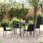 vidaXL Tuin Eettafel Set 5 pcs Zwart Poly rattan, Verzenden