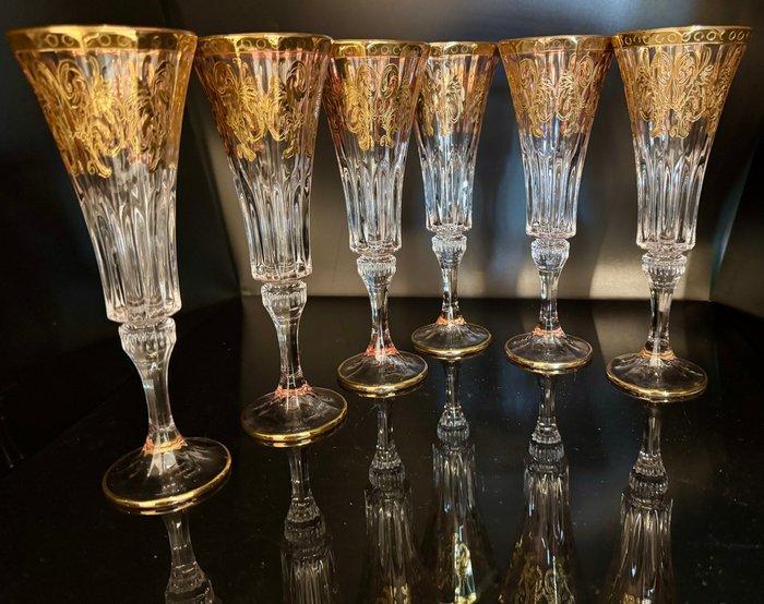 Champagneglas (6) - Authentieke boheemse kristallen glazen, Antiek en Kunst, Antiek | Meubels | Tafels