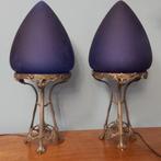 Art Nouveau table lamps - Tafellamp (2) - Glas, Verzilverd, Antiek en Kunst