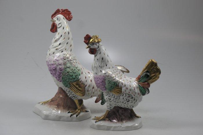 Sitzendorf - Beeld, 2 Prachtige hanen - 26.5 cm - Porselein, Antiek en Kunst, Antiek | Glaswerk en Kristal