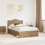 vidaXL Bedframe Ambachtelijk Eiken 135 x 190 cm Massief, Huis en Inrichting, Slaapkamer | Bedden, Verzenden, Nieuw