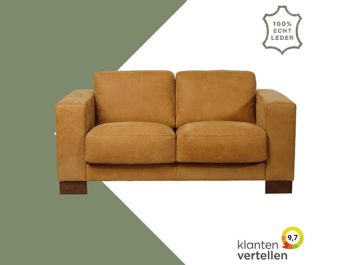 Leren bank Clear - 2 zits - Kenia Cognac (cognac) - Poten, Antiek en Kunst, Antiek | Meubels | Stoelen en Sofa's, Ophalen of Verzenden