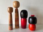 Beeld, 4 Japanse vintage beelden - 24 cm - Hout, Antiek en Kunst
