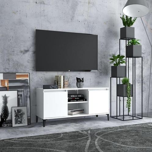 vidaXL Tv-meubel met metalen poten 103,5x35x50 cm wit, Maison & Meubles, Armoires | Mobilier de télévision, Envoi
