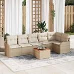 vidaXL Tuinbank Set 7 pcs Beige Poly rattan, Verzenden, Nieuw