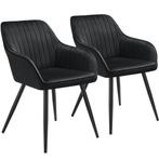 tectake Stoel Marilyn, fluweeloptiek, gestikt - zwart/zwart,, Huis en Inrichting, Verzenden, Nieuw