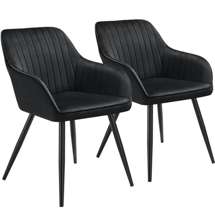 tectake Stoel Marilyn, fluweeloptiek, gestikt - zwart/zwart,, Huis en Inrichting, Stoelen, Verzenden